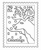 Coloring Stamp Christmas Pages Stamps Reindeer Holiday Santa Sheets Postage Post Sheet Office Postal Activity Holidays Usps Printable Kids Print sketch template