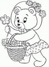 Coloring Bear Flower Pages Cute Collecting Tubby Mr Bulkcolor Noddy Bucket sketch template