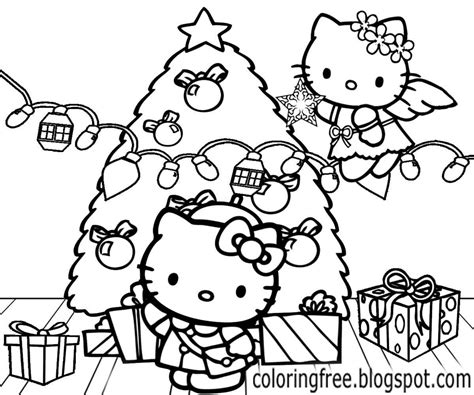 kitty coloring pages christmas  kitty  christmas gift