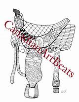 Saddle Horse Western Coloring Adult sketch template