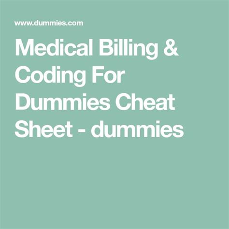 Medical Billing Cheat Sheet