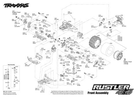 exploded view traxxas rustler  wd rtr front part astra