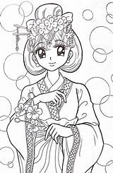 Kimono Colorir sketch template