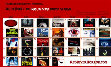 red october  hand selected horror calendar red river horror