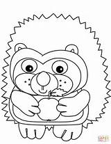Coloring Hedgehog Apple Pages sketch template