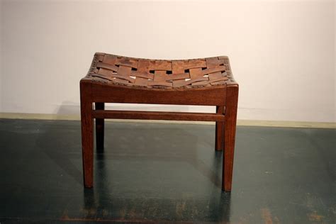 oak leather stool  arthur simpson kendal