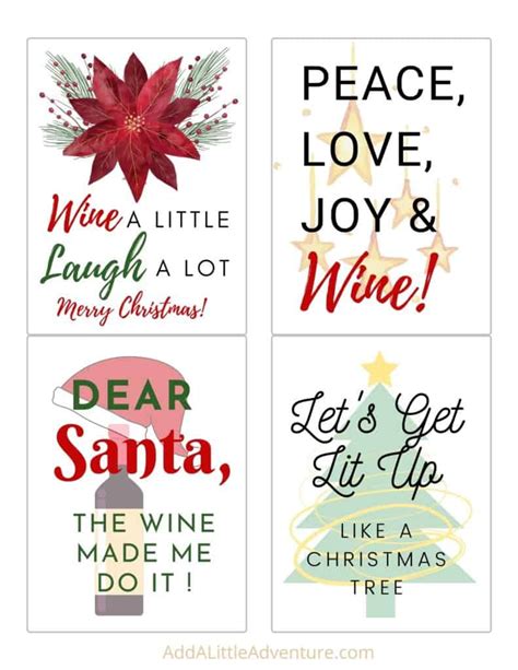 printable holiday wine bottle labels add   adventure