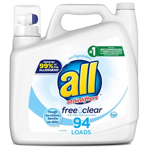 liquid laundry detergent  clear  sensitive skin  ounce