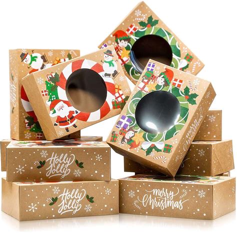 christmas cookie boxes bulk  pack kraft large holiday christmas