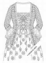 Coloring Colonial Adult Pages Adults Gown Printable Beautiful Clothing Artist Colouring Fashion Dress Kirigami sketch template