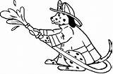 Fire Dog Coloring Hose Pages Holding Sparky Getcolorings sketch template