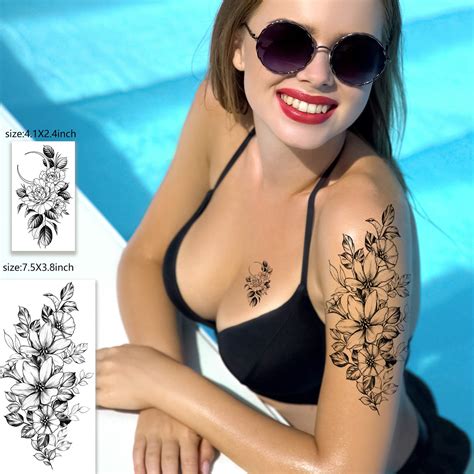 zomme 42 sheets 3d flowers temporary tattoos for women fake tattoos