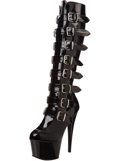 pleaser   sexy goth knee high black boots high heel platform