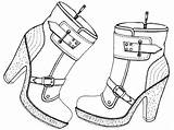 Chaussures Shoes Bottines Coloriages Getcolorings sketch template