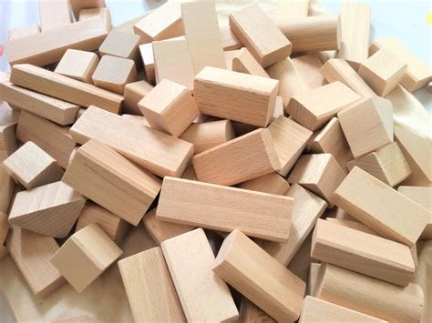 hand crafted natural wooden building blocks suitable   months