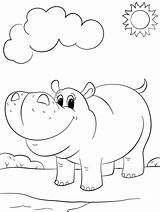 Colorir Hipopótamo Fofos Lindos Fofo Hippo Onlinecoloringpages Colorironline sketch template