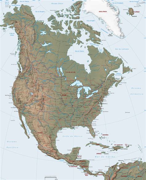mapas america del norte mapa fisico images