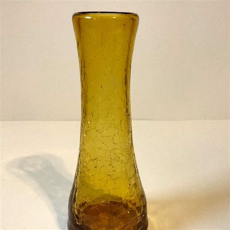Amber Crackle Glass Vase Etsy