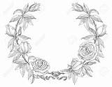 Border Flower Drawing Rose Wreath Circle Floral Roses Borders Draw Hand Vector Pen Drawings Flowers Retro Getdrawings Style sketch template