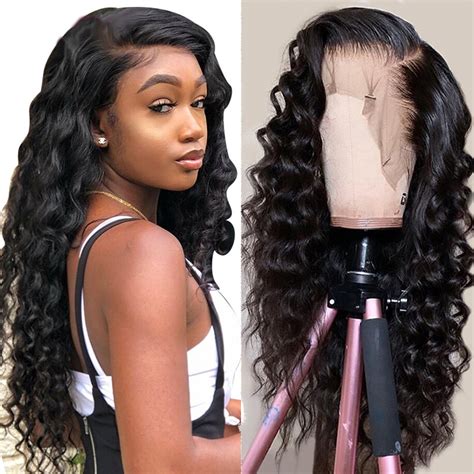 brazilian loose deep wave  lace front human hair wigs recool hair