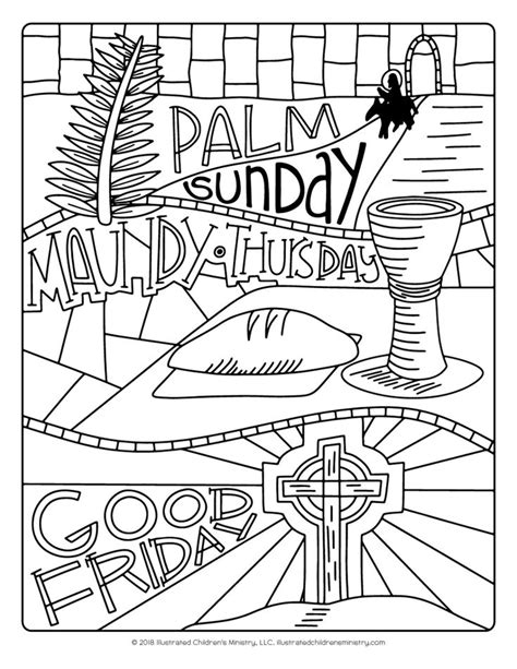 illustrated lent  families  lent coloring sheets holy week