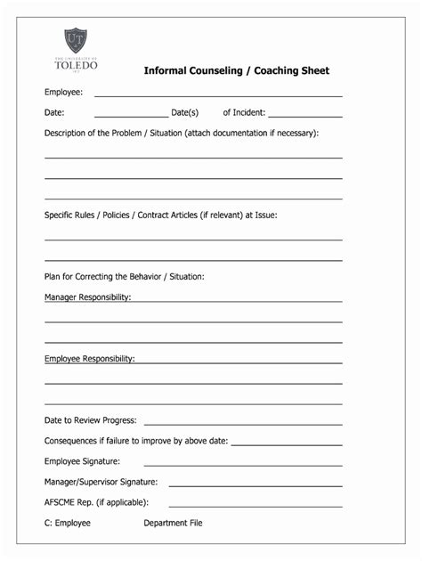 employee counseling form sample dannybarrantes template