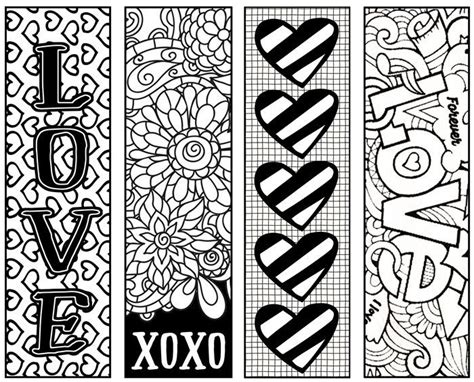valentines printable bookmarks  color valentines bookmarks