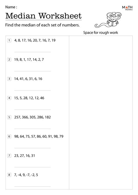 median mode range worksheets math monks