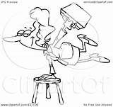 Versatile Balancing Stool Businesswoman Illustration Toonaday Royalty Clipart Outline Rf 2021 sketch template