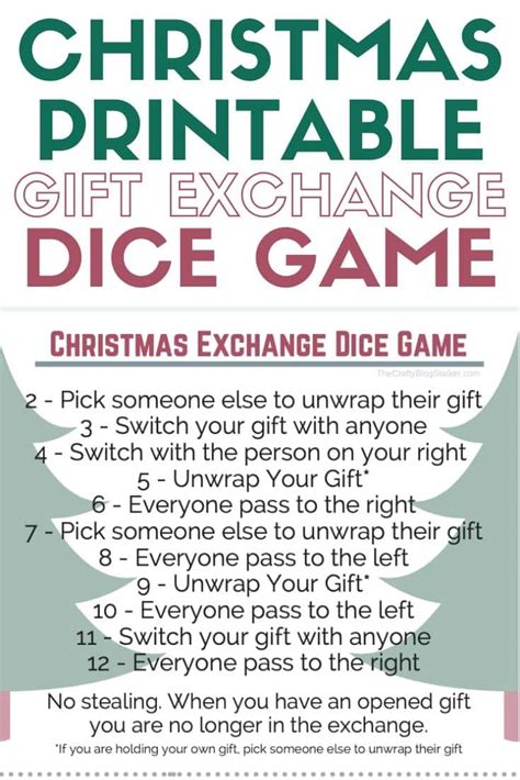 christmas gift exchange dice game   printable