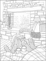 Coloring Pages Warm Happy Sheets Cozy Stamping Printable Publications Dover Craftgossip Fireplace Adult Book Colouring Para Color Adults Dibujos Hygge sketch template