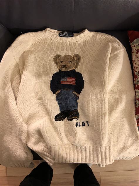 hand knit vintage polo bear sweater  rthriftstorehauls