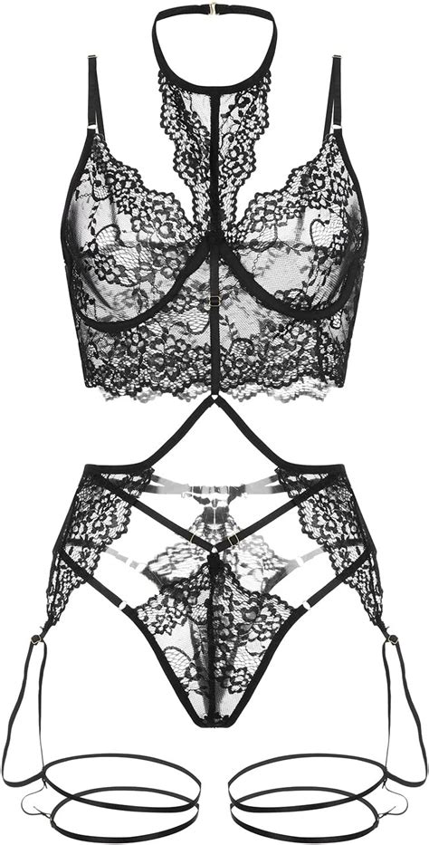 Sexy Lingerie Outfits For Women Floral Lace Deep V Sexy