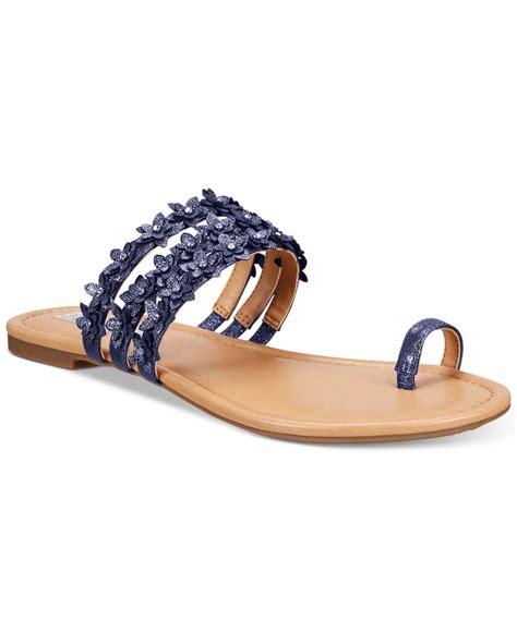 international concepts womens linaa embellished flat sandals  navy blue lyst