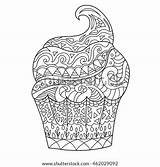 Cupcake Coloring Zentangle Pages Adult Template Adults sketch template