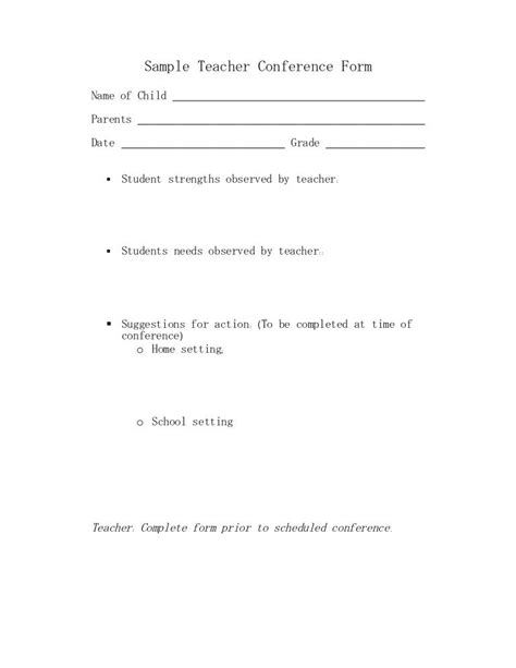 sample teacher form