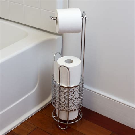 home basics  standing dispensing toilet paper holder chrome walmartcom