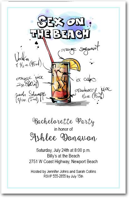 Mix Me A Sex On The Beach Cocktail Party Invitations