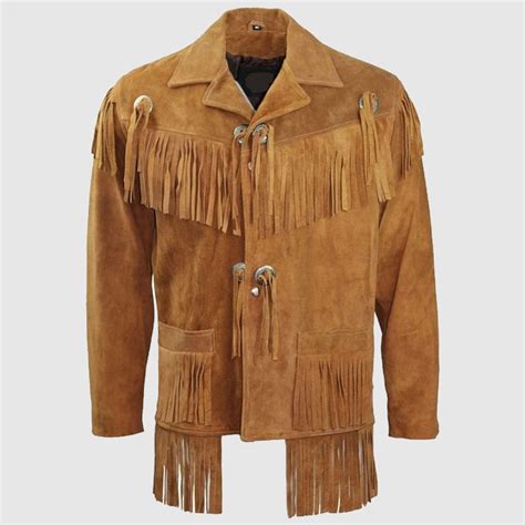 men cowboy suede western jacket cowboy leather jacket  fringe