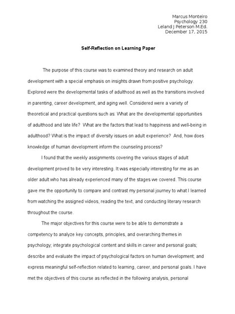 reflection paper developmental psychology