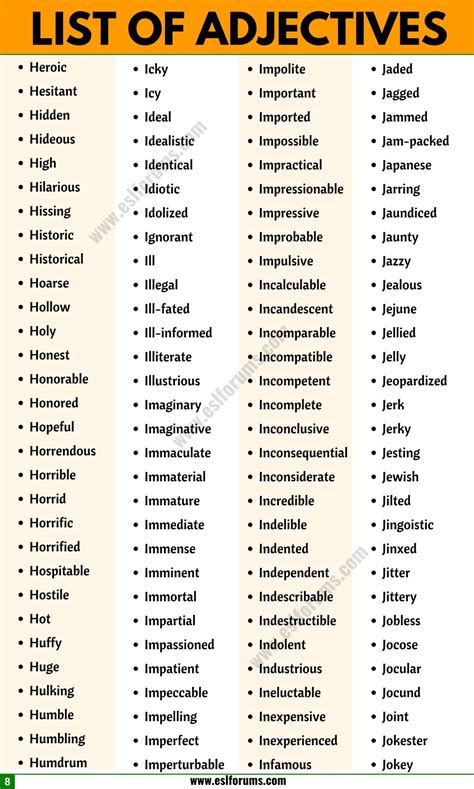 adjective examples  huge list   adjectives  english     esl forums