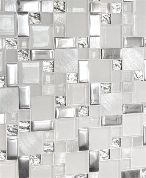 Elegant Modern White Glass Metal Backsplash Tile