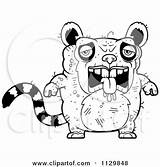 Ugly Cartoon Depressed Lemur Outlined Coloring Clipart Vector Thoman Cory Royalty Illustration Pudgy Mad Collc0121 sketch template