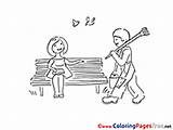 Coloring Pages Bench Cartoon Kids Hits sketch template