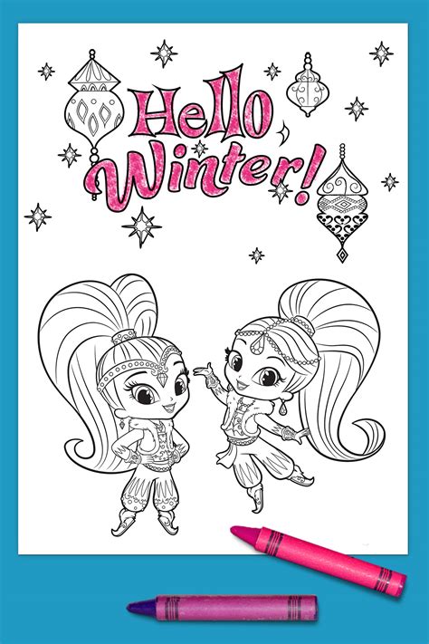 shimmer  shine winter coloring page nickelodeon parents