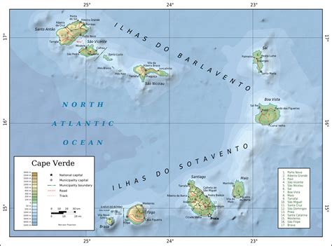 cabo verde map detailed political map  cape verde ezilon maps  biggest island