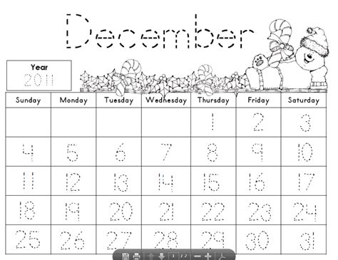 kindergarten calendar printables