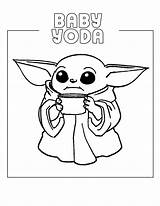 Yoda Coloring Baby Pages Cute Color Drawing Rocks sketch template