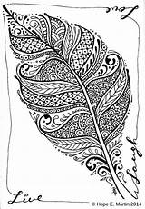 Coloring Pages Abstract Feather Mandala Clipart Zentangle Leaf Adult Drawings Adults Line Laugh Live Zen Martin Colouring Doodles Hope Printable sketch template