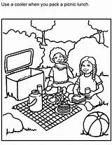 Picnic Coloring Pages Kids Food Printable Sheets Picnics Clipart Safety Family Eating Color Foods Print Blanket Activities Drawings Gif Camping sketch template